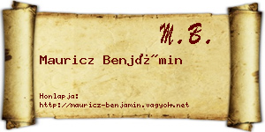 Mauricz Benjámin névjegykártya
